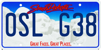 SD license plate 0SLG38