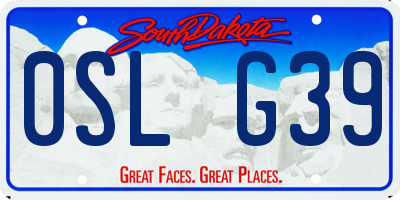 SD license plate 0SLG39