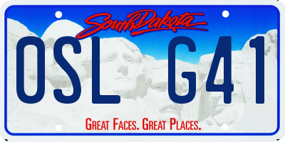 SD license plate 0SLG41