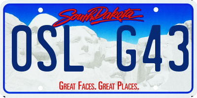 SD license plate 0SLG43