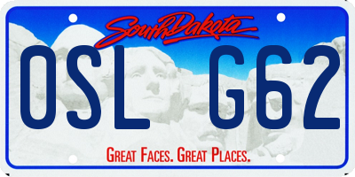 SD license plate 0SLG62