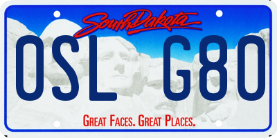 SD license plate 0SLG80