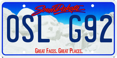 SD license plate 0SLG92