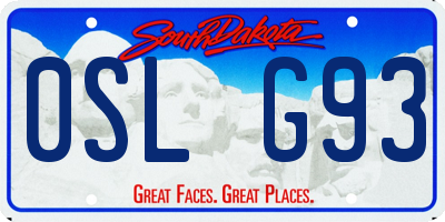 SD license plate 0SLG93