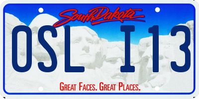 SD license plate 0SLI13