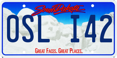 SD license plate 0SLI42