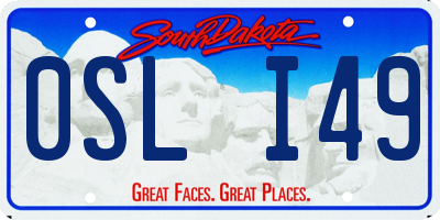SD license plate 0SLI49