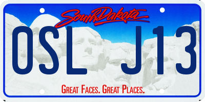 SD license plate 0SLJ13