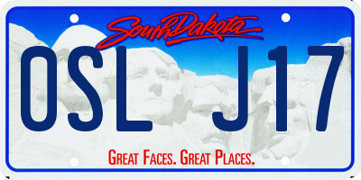 SD license plate 0SLJ17