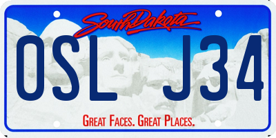 SD license plate 0SLJ34