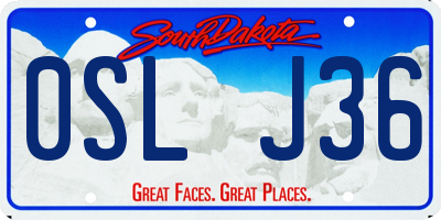 SD license plate 0SLJ36
