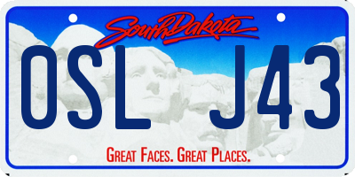 SD license plate 0SLJ43