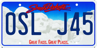 SD license plate 0SLJ45