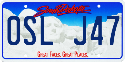 SD license plate 0SLJ47