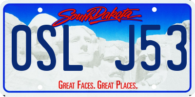 SD license plate 0SLJ53