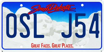 SD license plate 0SLJ54