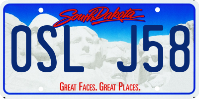 SD license plate 0SLJ58