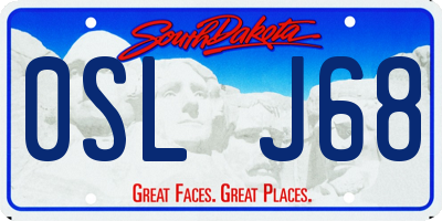 SD license plate 0SLJ68