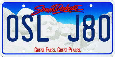 SD license plate 0SLJ80