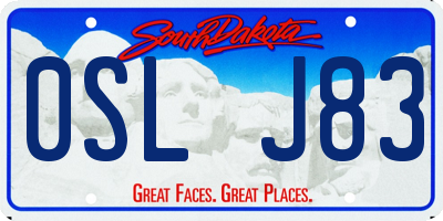 SD license plate 0SLJ83