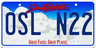 SD license plate 0SLN22