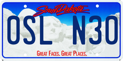 SD license plate 0SLN30