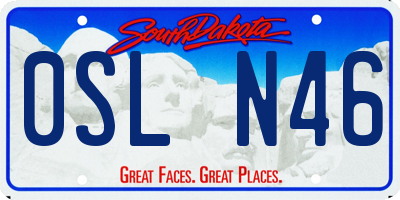 SD license plate 0SLN46
