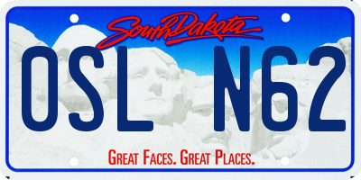 SD license plate 0SLN62