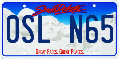 SD license plate 0SLN65