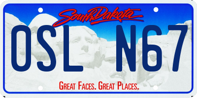 SD license plate 0SLN67