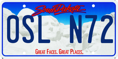 SD license plate 0SLN72