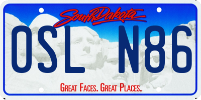 SD license plate 0SLN86