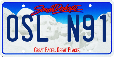 SD license plate 0SLN91