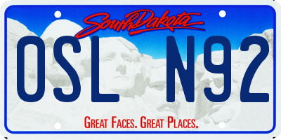 SD license plate 0SLN92