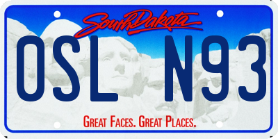 SD license plate 0SLN93