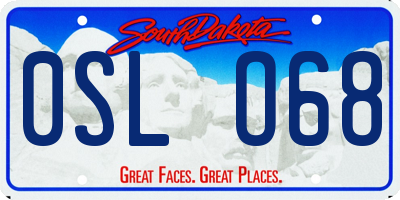 SD license plate 0SLO68
