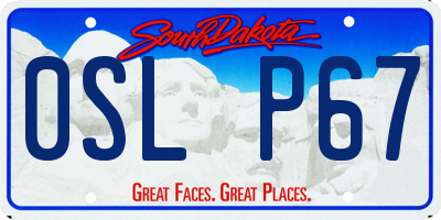 SD license plate 0SLP67