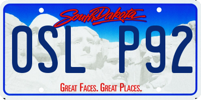 SD license plate 0SLP92