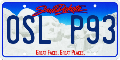 SD license plate 0SLP93