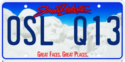 SD license plate 0SLQ13