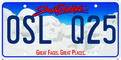 SD license plate 0SLQ25