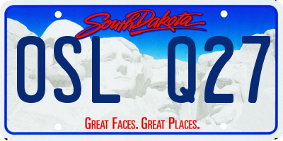 SD license plate 0SLQ27