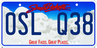 SD license plate 0SLQ38
