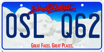 SD license plate 0SLQ62