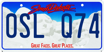 SD license plate 0SLQ74