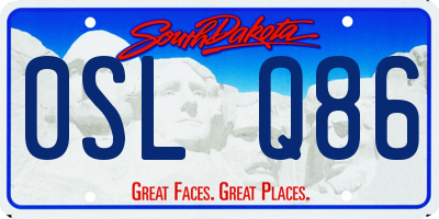 SD license plate 0SLQ86