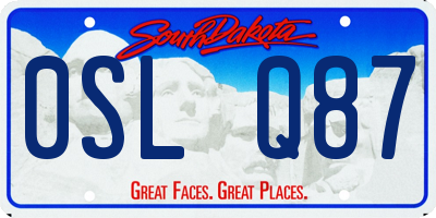 SD license plate 0SLQ87