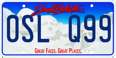 SD license plate 0SLQ99
