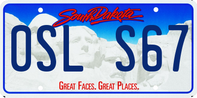 SD license plate 0SLS67