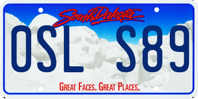SD license plate 0SLS89